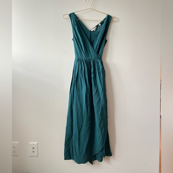 NWT VINCE Teal Sleeveless Midi Wrap Dress - Picture 6 of 10